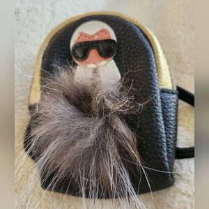 Karl Lagerfeld Nano Backpack Handbag Charm with Fur Figure